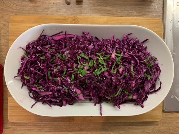 Simple raw red cabbage salad
