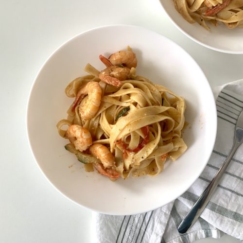 tagliatelle with shrimps and zucchini