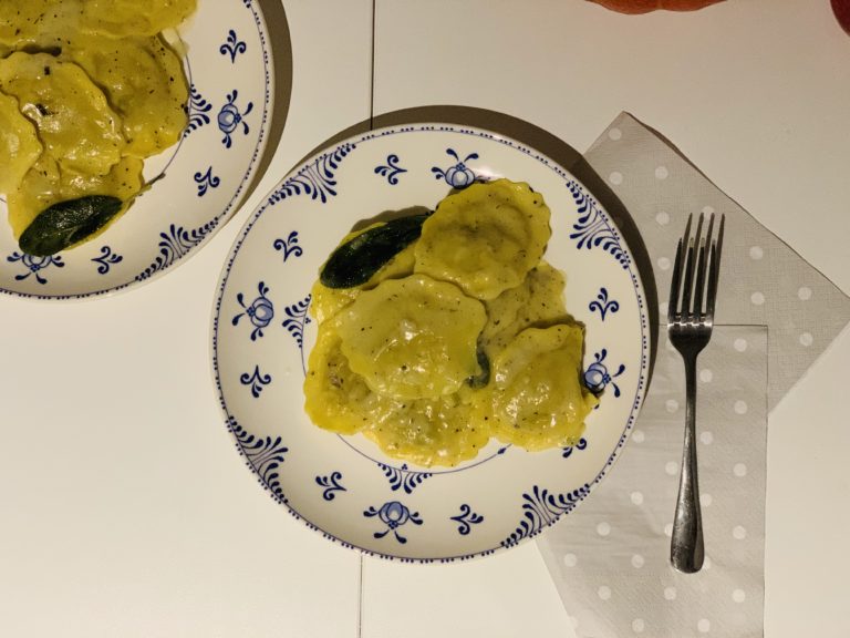 Mushroom truffle ravioli in a butter sauce
